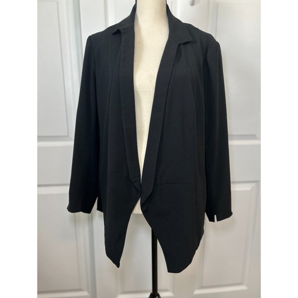MM Lafleur Draped Open Front Blazer Black Size XXL Lightweight‎ +2